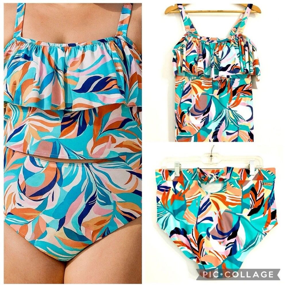 Raisins Curve NWT Women’s 2-Piece Swimsuit Tortuga Tankini & Island Bottom 14W